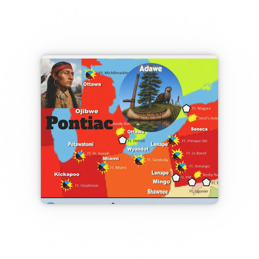 Pontiac Ottawa Native Nations Map Mouse Pad — Colorful Indigenous Peoples Map with Pontiac Artwork