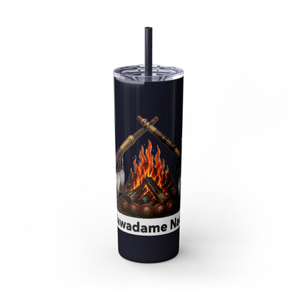 Pottawatomie Campfire Badge Skinny Tumbler 20oz — Badawadame Nation Design
