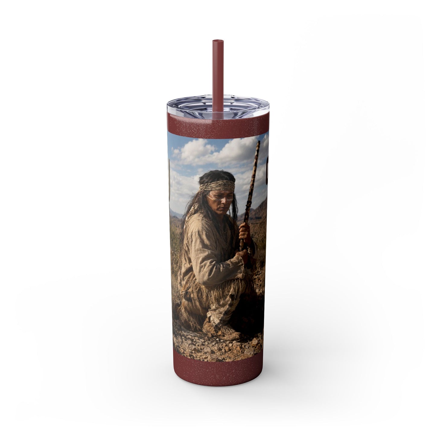 Ft. Sill Apache 20oz Skinny Tumbler with Desert Native Warrior Photo Wrap