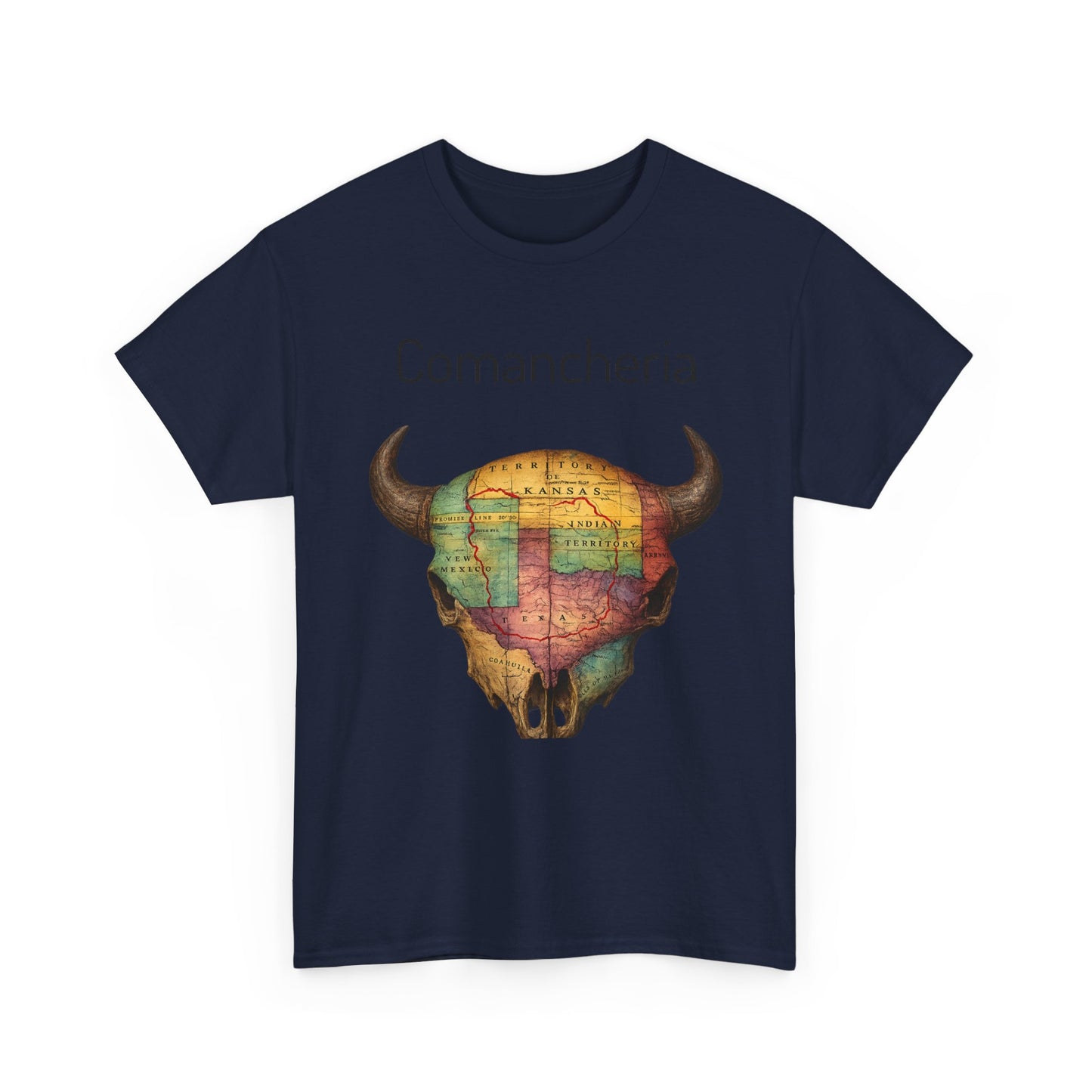 Comancheria Buffalo Skull T-Shirt — Western Map Graphic Tee