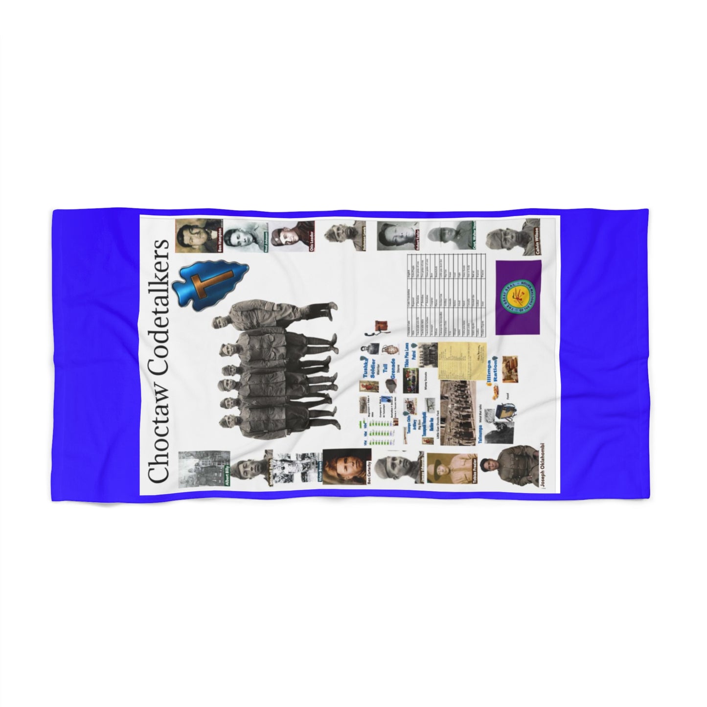 Choctaw Code Talkers Tribute Beach Towel — Patriotic Native American History Design