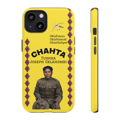 Chahta Tushka Joseph Oklahombi Yellow Phone Case — Native American Tribute Protective Cover
