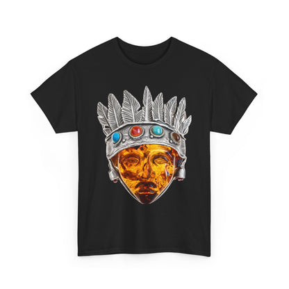 Tribal Crown Mask Tee — Vintage Gemstone Headdress Graphic T-Shirt