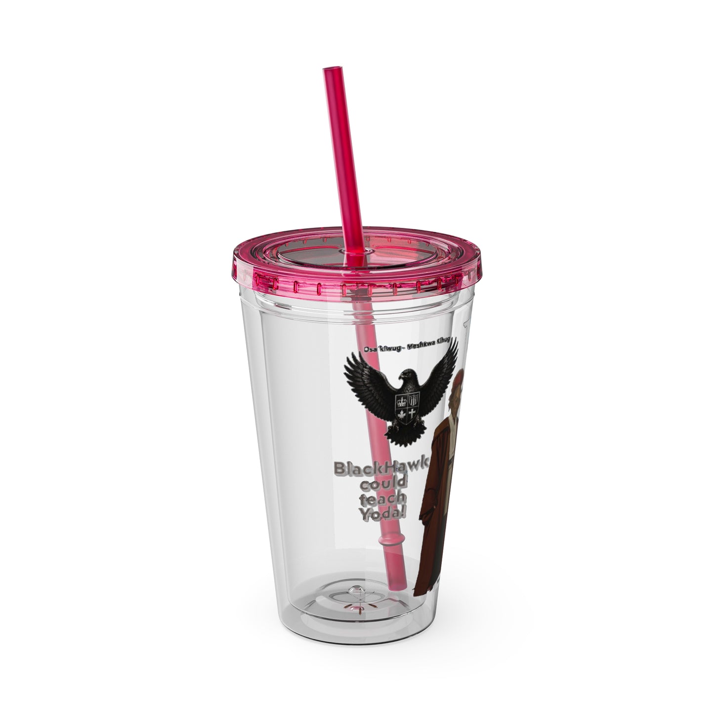 Blackhawk 16oz Tumbler with Straw — Illustrated Map & Raven Design