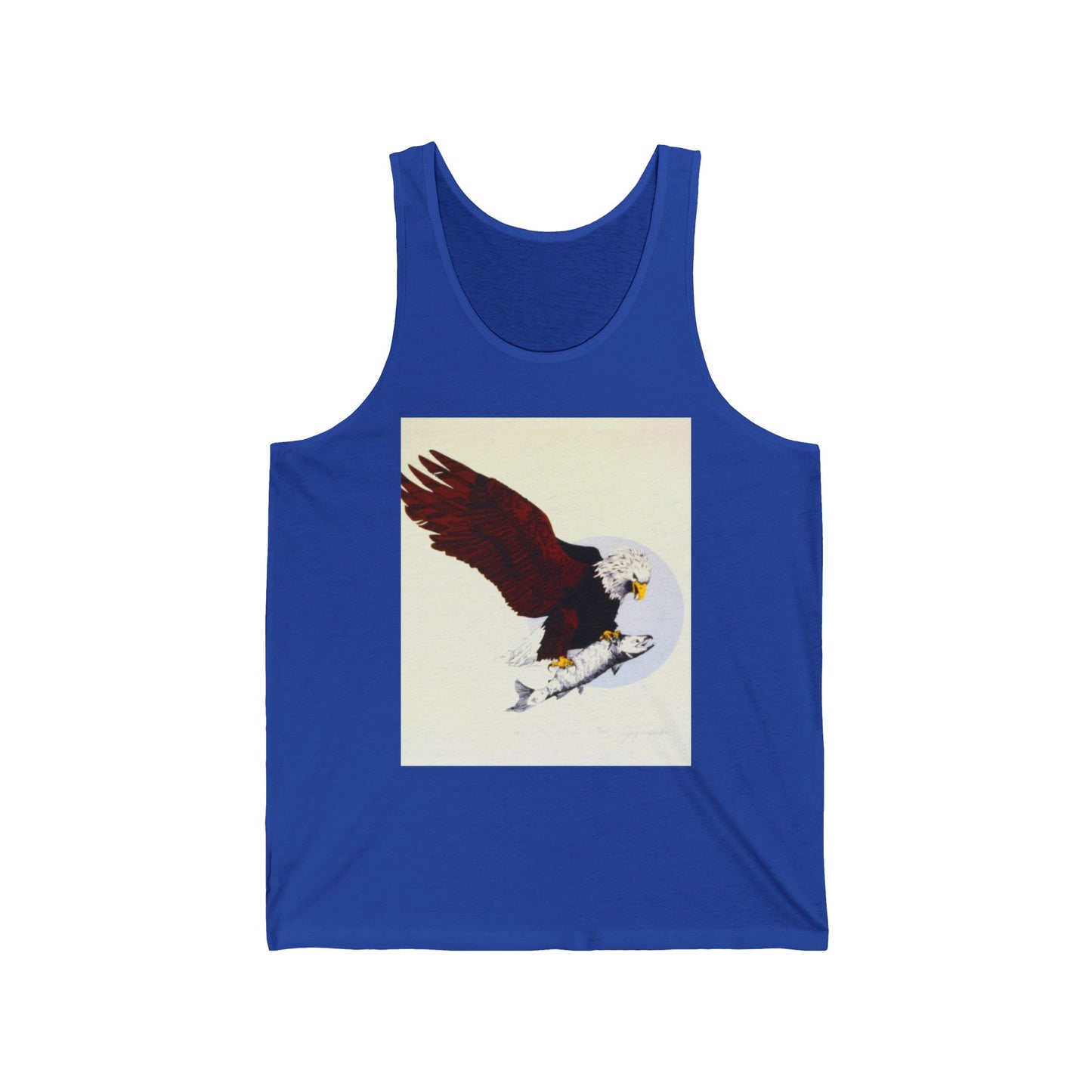Eagle & Salmon Tank Top — Vintage Patriotic Graphic Muscle Tee