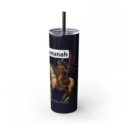 Comanche Numunah Warrior Horse 20oz Skinny Tumbler with Straw — Native American Inspired Travel Cup