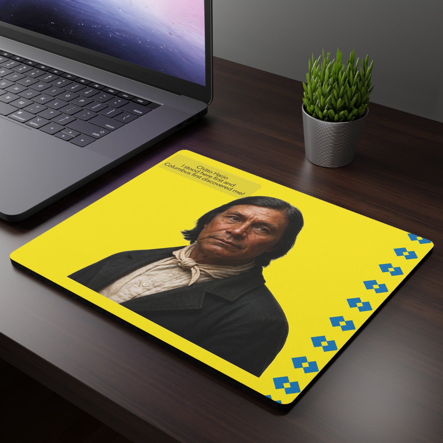 Chitto Harjo Portrait Mouse Pad — “I stood here first and Columbus first discovered me!”