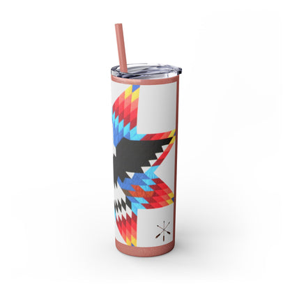 Onci 20oz Skinny Tumbler - Geometric Thunderbird Design, Insulated Travel Cup with Straw