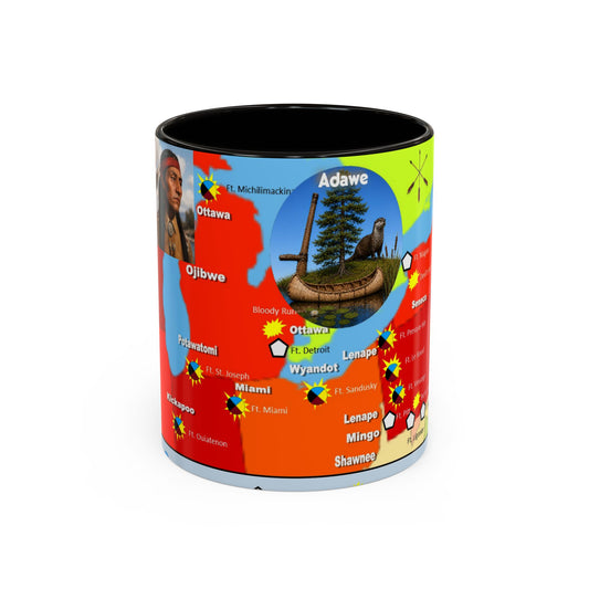 Pontiac Indigenous Nations Map Mug — Colorful Tribal Heritage Coffee Cup (11oz/15oz)