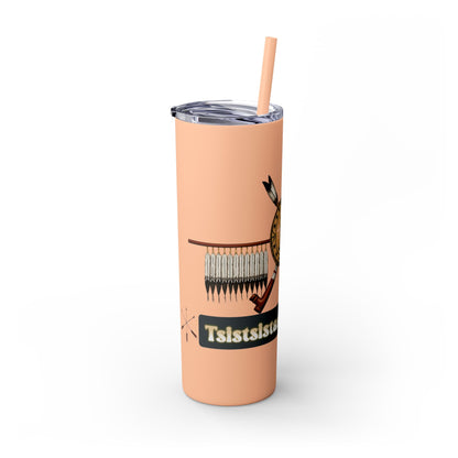 Cheyenne Arapaho 20oz Skinny Tumbler — Native American Shield & Arrows Design (Tsistsistas - Hinono'eitiit)