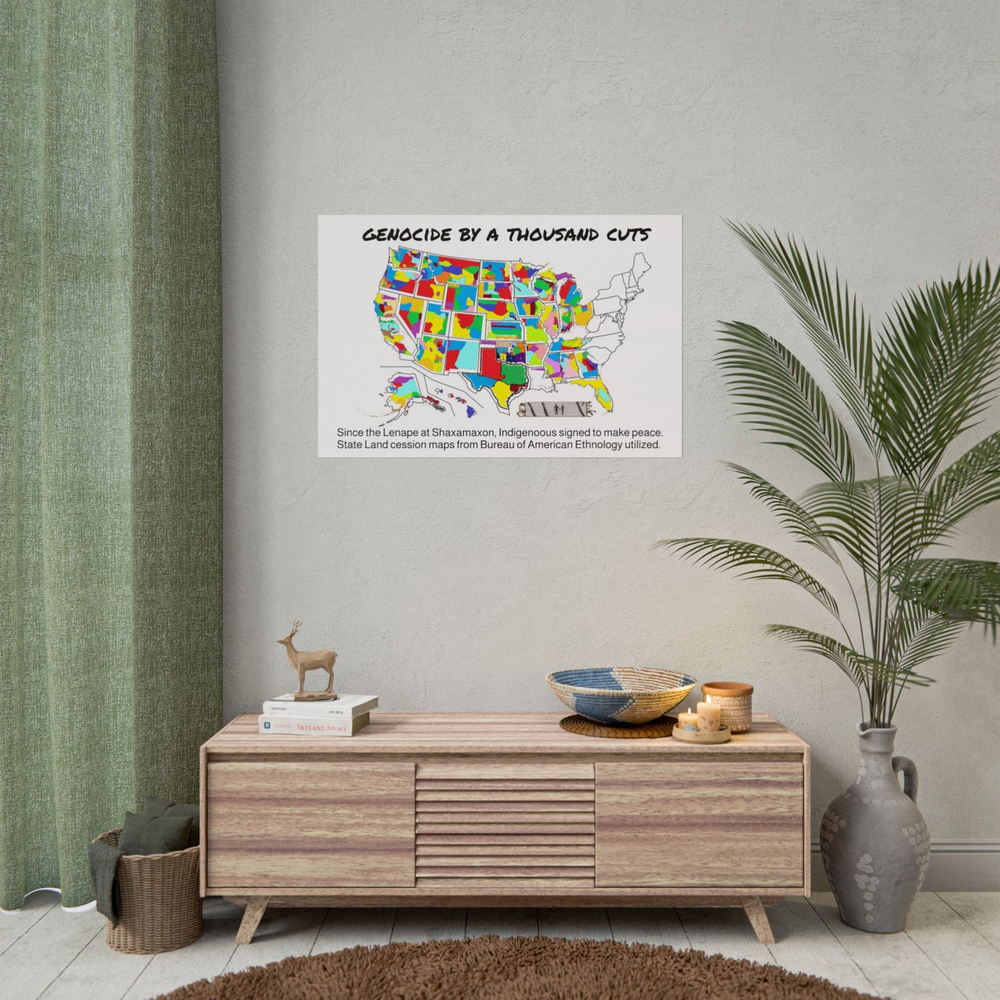 Land Cession Maps Rolled Poster — "Genocide by a Thousand Cuts" U.S. State Land Cession Map Poster