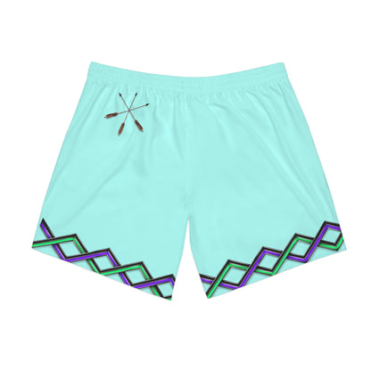 Toli Dist Aqua Paddle Swim Shorts — Personalized 'Toi' Beach Trunks with Geometric Trim