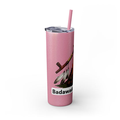 Pottawatomie Campfire Badge Skinny Tumbler 20oz — Badawadame Nation Design
