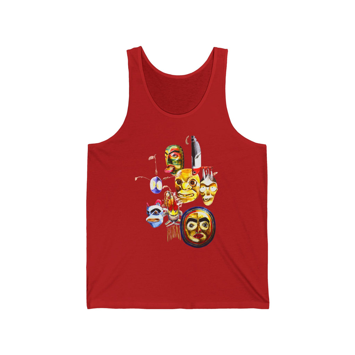 Native Mask & Arrow Tank Top — Tribal Mask Art Graphic Tank