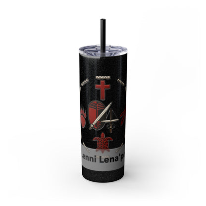 Delaware East Personalized 20oz Skinny Tumbler with Straw — Custom Name Tribal Crest Design