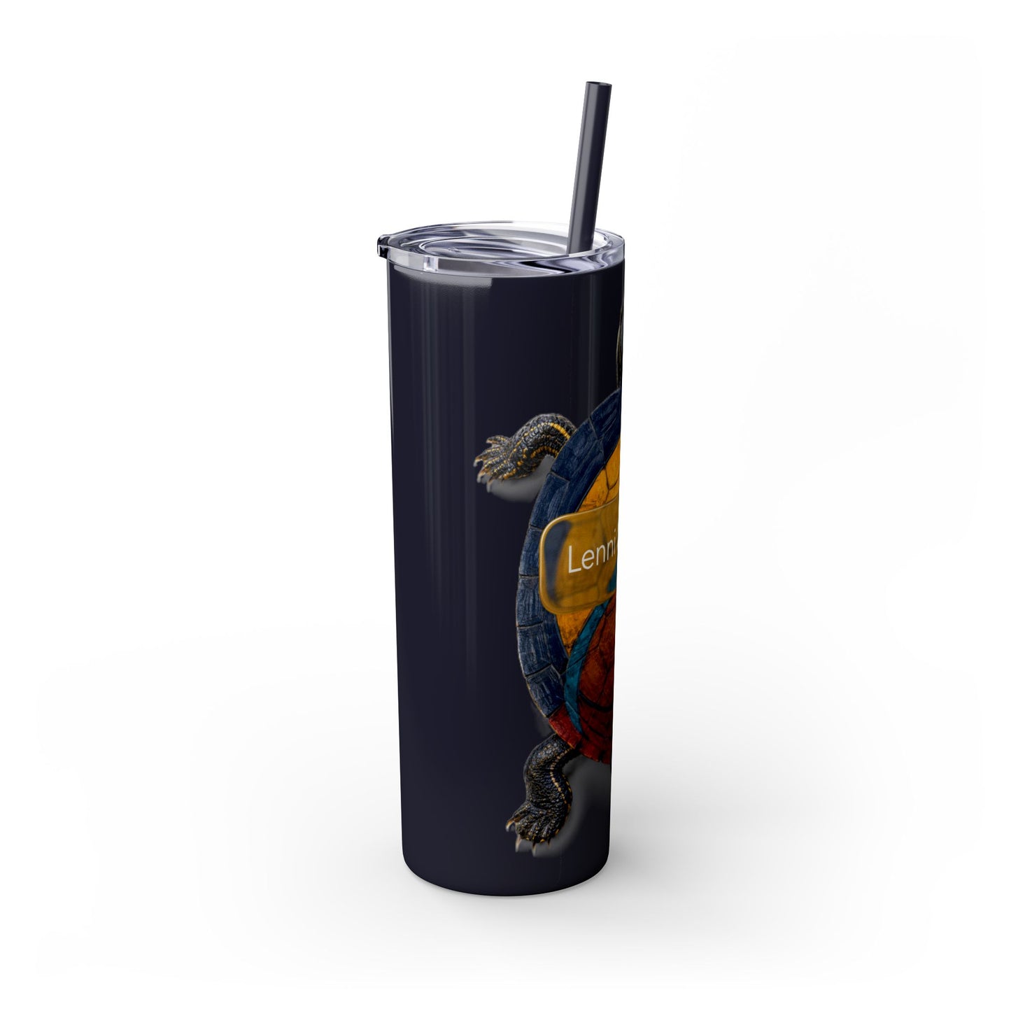 Delaware West Turtle Skinny Tumbler 20oz — Colorful Sea Turtle Travel Cup with Straw