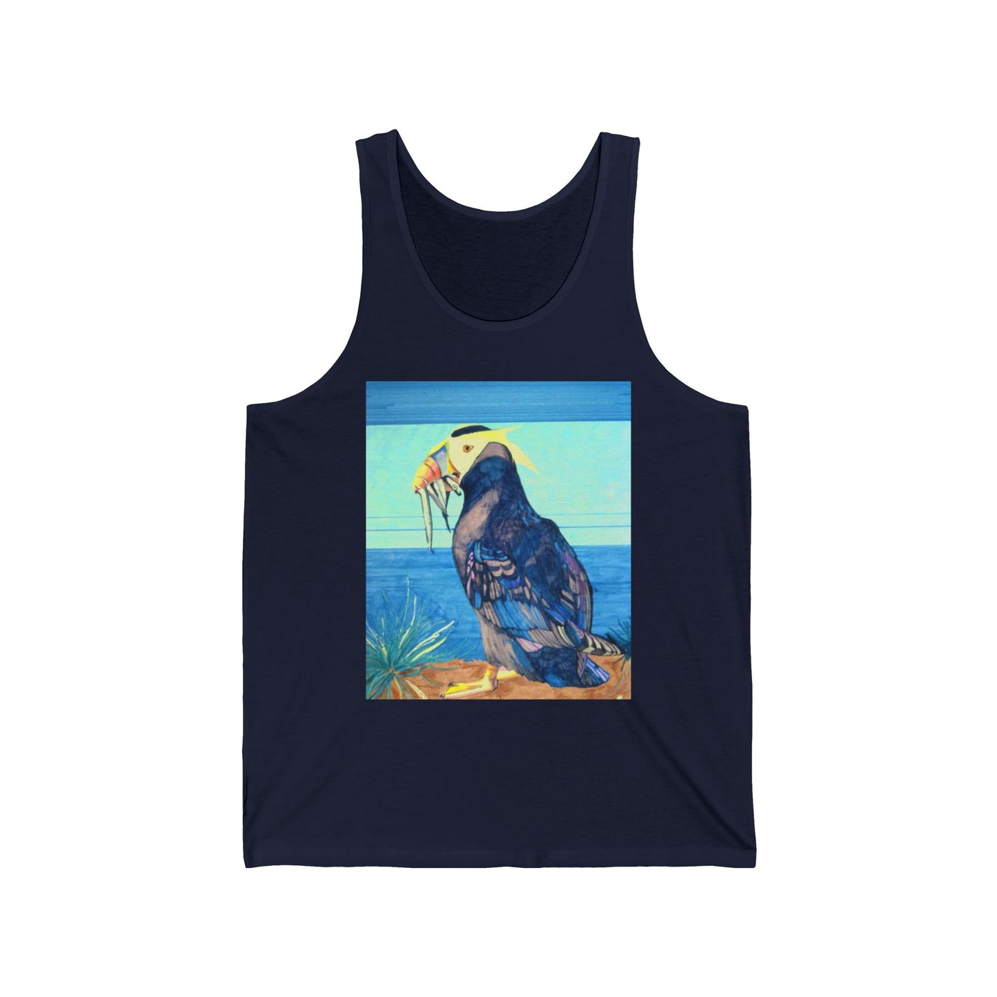 Puffin Beach Tank Top — Colorful Coastal Bird Illustration Tank