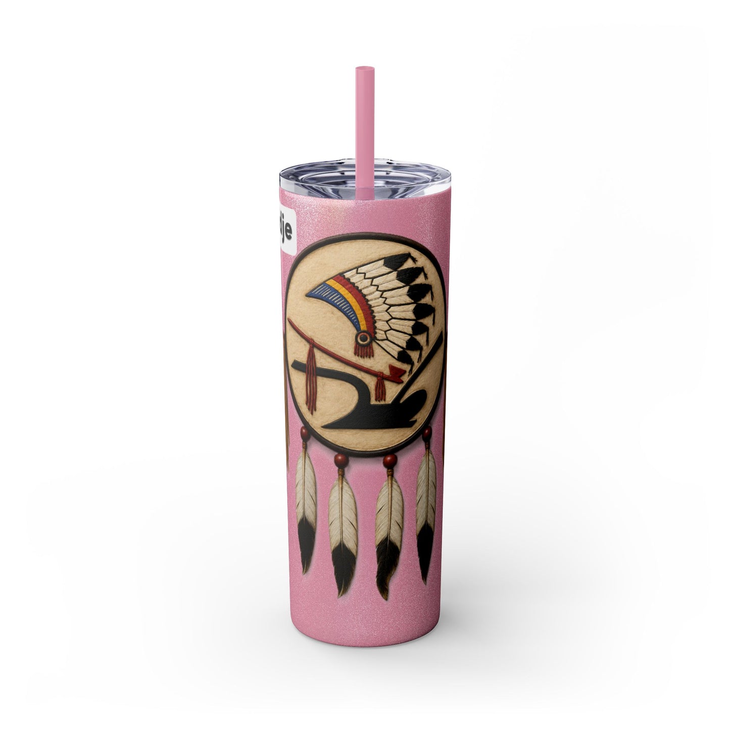 Iowa 20oz Skinny Tumbler with Native Dreamcatcher Design - 'Pahodje' Travel Straw Cup