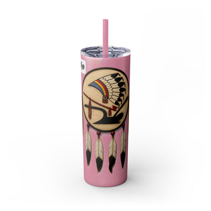 Iowa 20oz Skinny Tumbler with Native Dreamcatcher Design - 'Pahodje' Travel Straw Cup