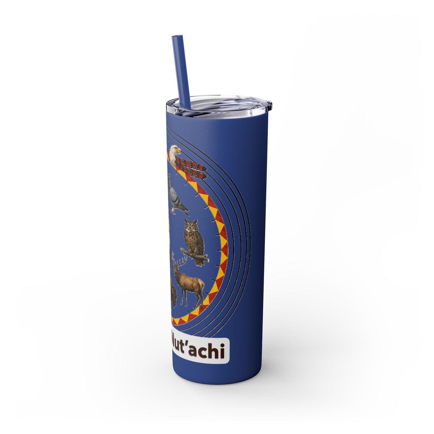 Otoe Missouria Native Animal Medicine Wheel 20oz Skinny Tumbler with Straw