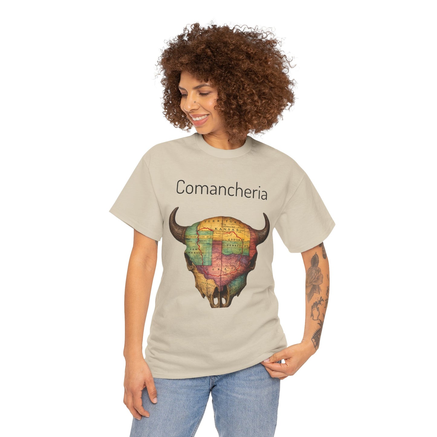 Comancheria Buffalo Skull T-Shirt — Western Map Graphic Tee