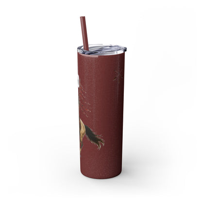Comanche Numunah Warrior Horse 20oz Skinny Tumbler with Straw — Native American Inspired Travel Cup