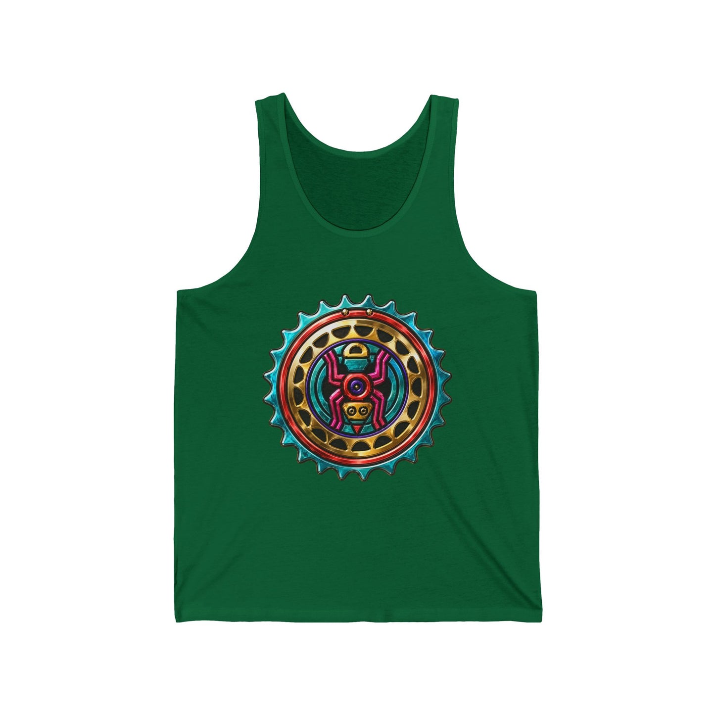 Tribal Gear Tank Top — Colorful Aztec Medallion & Crossed Arrows Graphic