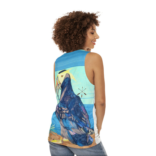 Aleut Art Tank Top — Colorful Beach Bird Graphic