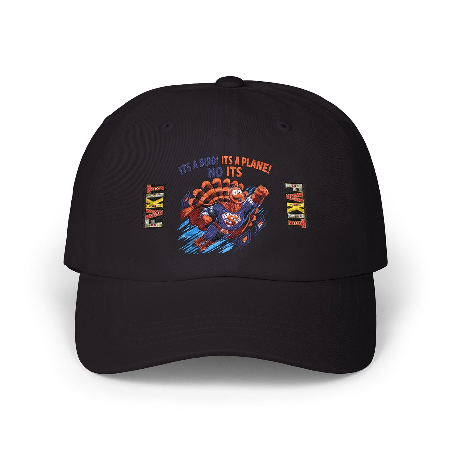 Turkey Dad Cap with Retro Turkey 'It’s A Murder, It’s A Massacre, No It’s' Graphic — Thanksgiving Hat