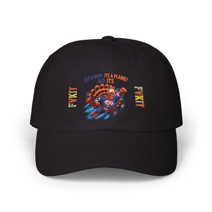 Turkey Dad Cap with Retro Turkey 'It’s A Murder, It’s A Massacre, No It’s' Graphic — Thanksgiving Hat