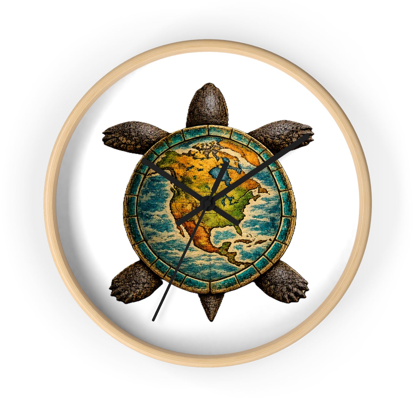 Turtle Globe Wall Clock — Nautical Coastal Decor for Ocean Lovers