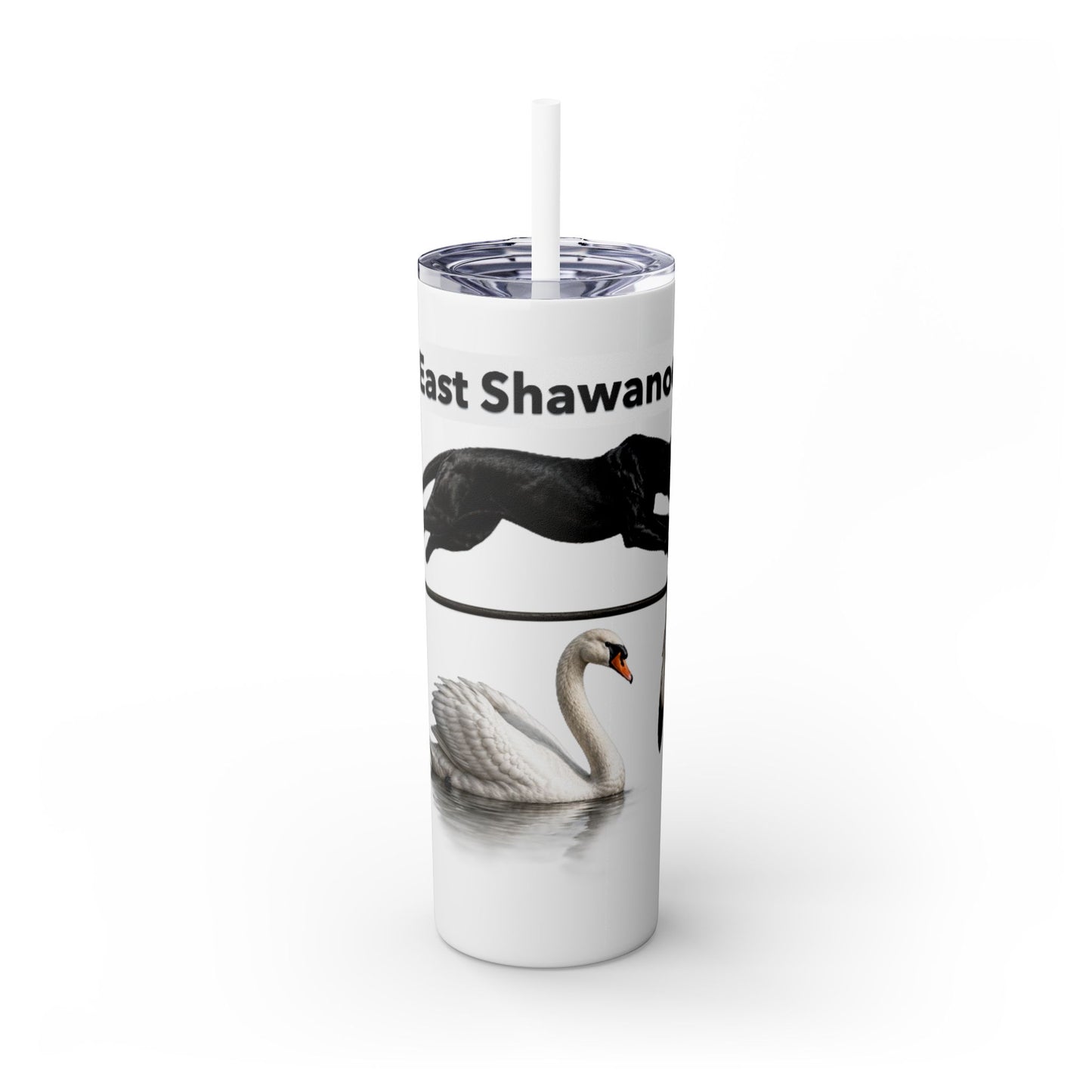 Shawnee East Skinny 20oz Tumbler with Straw — East Shawano River Swan & Otter Design