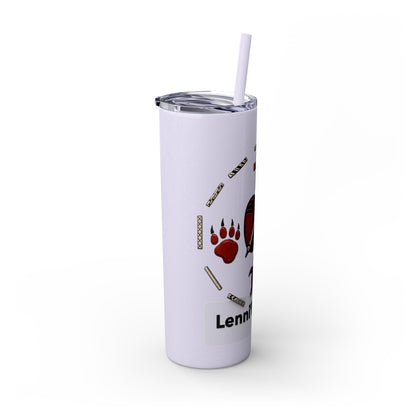 Delaware East Personalized 20oz Skinny Tumbler with Straw — Custom Name Tribal Crest Design