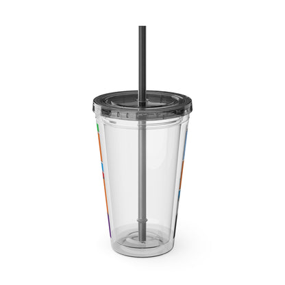Sunsplash 16oz Tumbler with Straw — 'Half-Pint Illegally on Osage Rez' Graphic