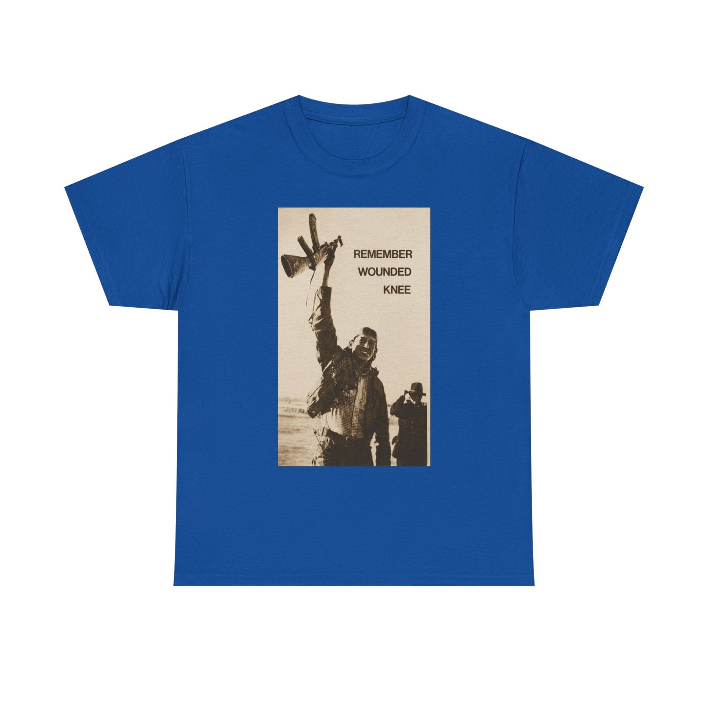 T-Shirt — 'Remember Wounded Knee' Historical Protest Tee with Arrow Emblem