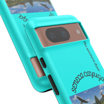 Seneca Cayuga Wildlife iPhone Case — "Keepers of the Western Door" Teal Protective Cover