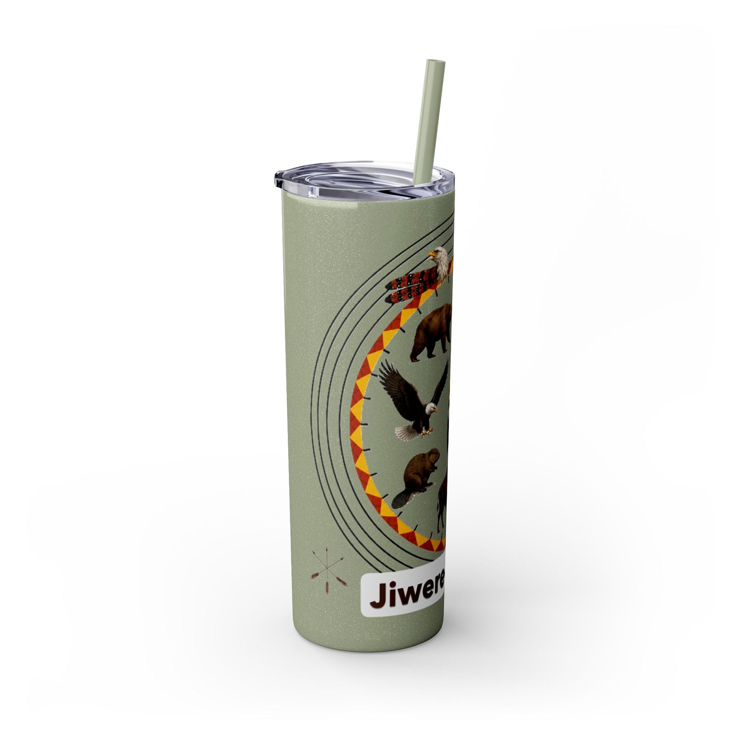 Otoe Missouria Native Animal Medicine Wheel 20oz Skinny Tumbler with Straw