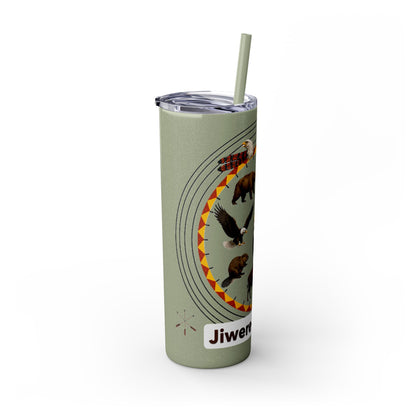 Otoe Missouria Native Animal Medicine Wheel 20oz Skinny Tumbler with Straw