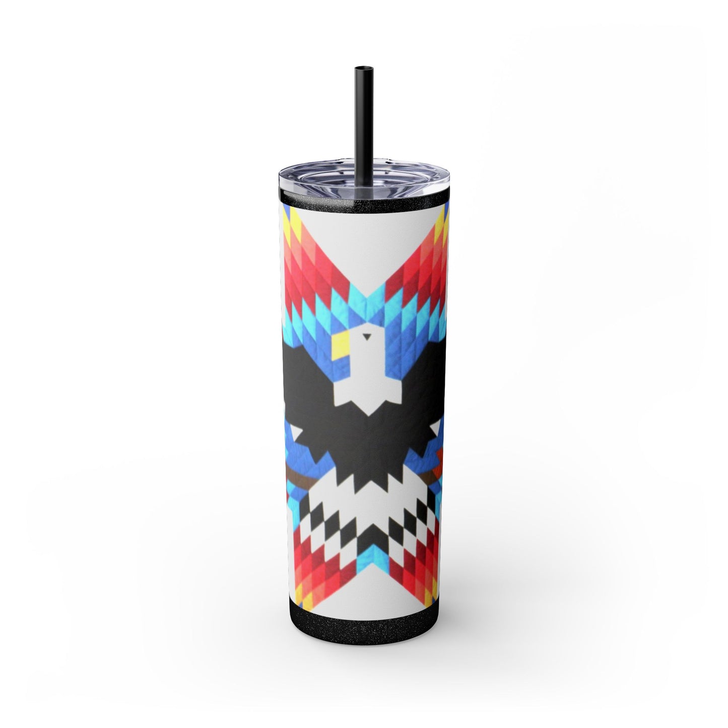 Onci 20oz Skinny Tumbler - Geometric Thunderbird Design, Insulated Travel Cup with Straw