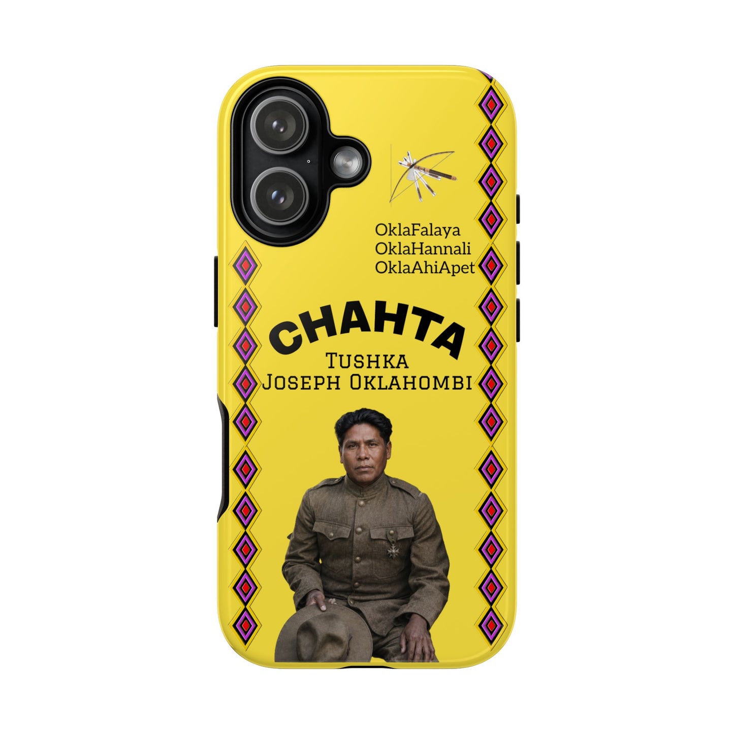 Chahta Tushka Joseph Oklahombi Yellow Phone Case — Native American Tribute Protective Cover