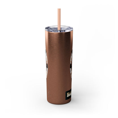 Kiowa Native Warrior on Horse 20oz Skinny Tumbler — Indigenous Heritage Travel Cup with Straw