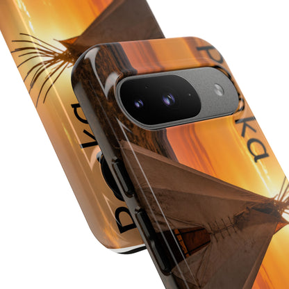 Ponca Sunset Tipi Phone Case — Personalized Native Teepee Landscape
