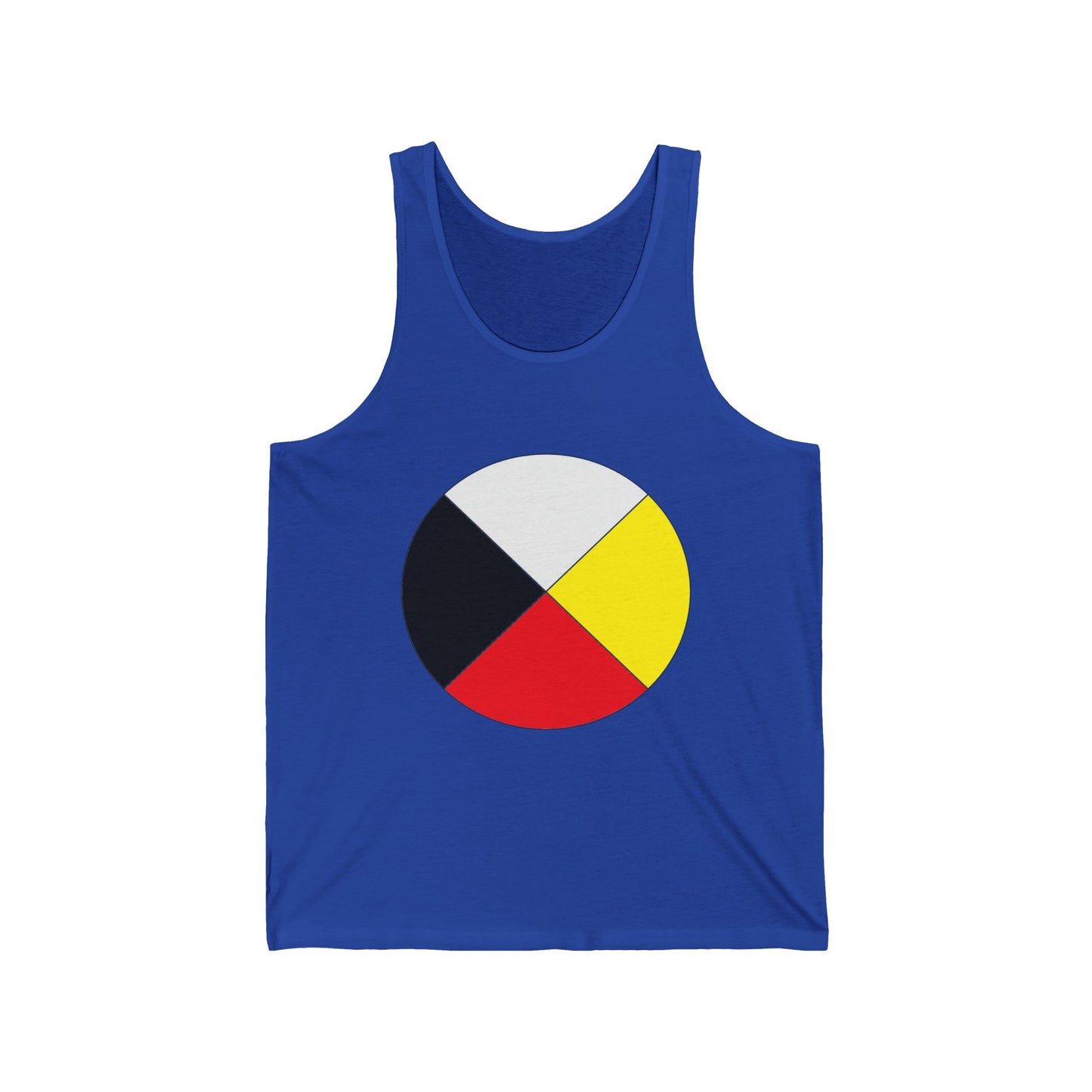 Native Medicine Wheel Tank Top — Four Directions Circle Design with Crossed Arrows