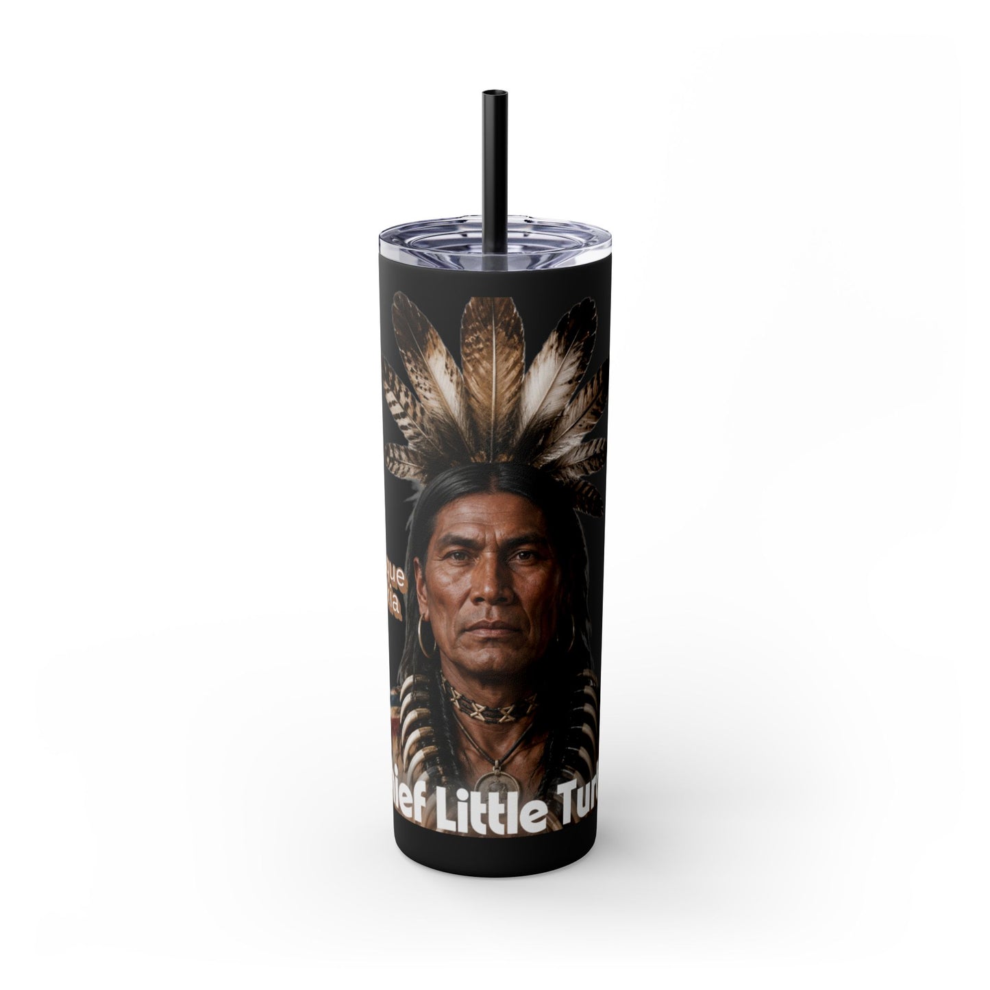 Miami 20oz Skinny Tumbler with Straw — Native Chief Portrait Travel Cup
