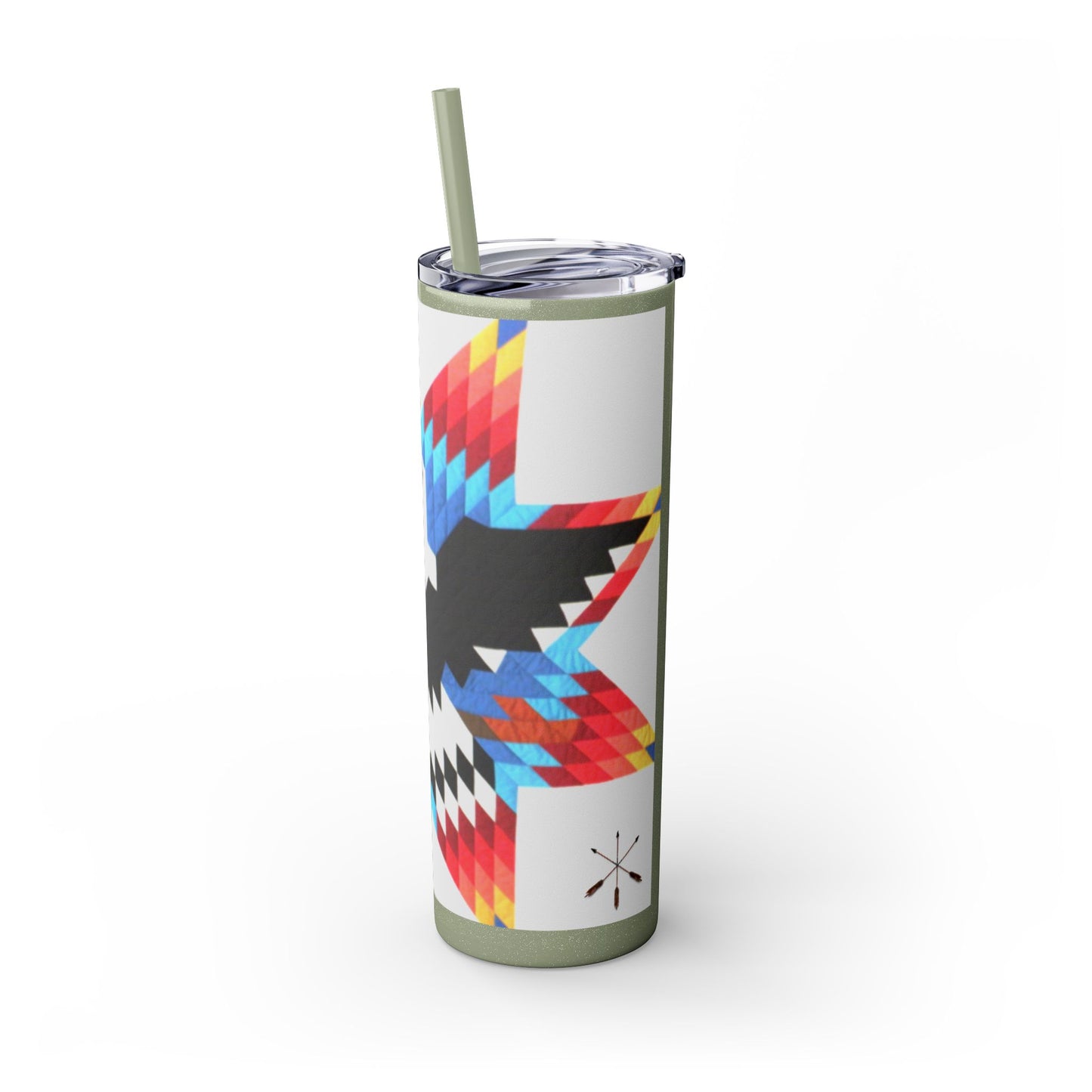 Onci 20oz Skinny Tumbler - Geometric Thunderbird Design, Insulated Travel Cup with Straw