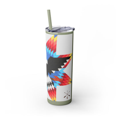 Onci 20oz Skinny Tumbler - Geometric Thunderbird Design, Insulated Travel Cup with Straw
