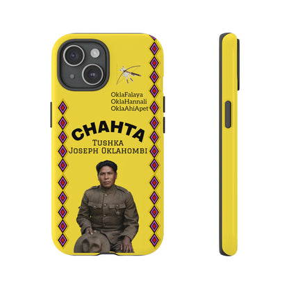 Chahta Tushka Joseph Oklahombi Yellow Phone Case — Native American Tribute Protective Cover