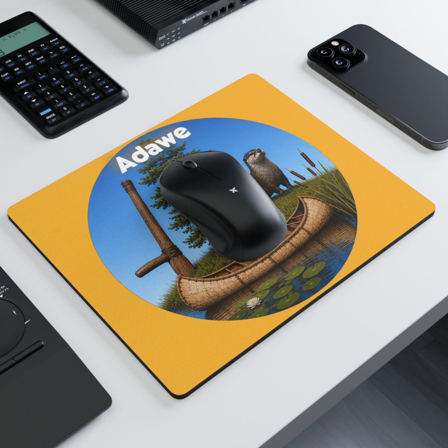 Ottawa Adawe Otter & Canoe Mouse Pad — Nature Desk Mat, Woodland Wildlife Gift
