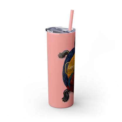 Delaware West Turtle Skinny Tumbler 20oz — Colorful Sea Turtle Travel Cup with Straw