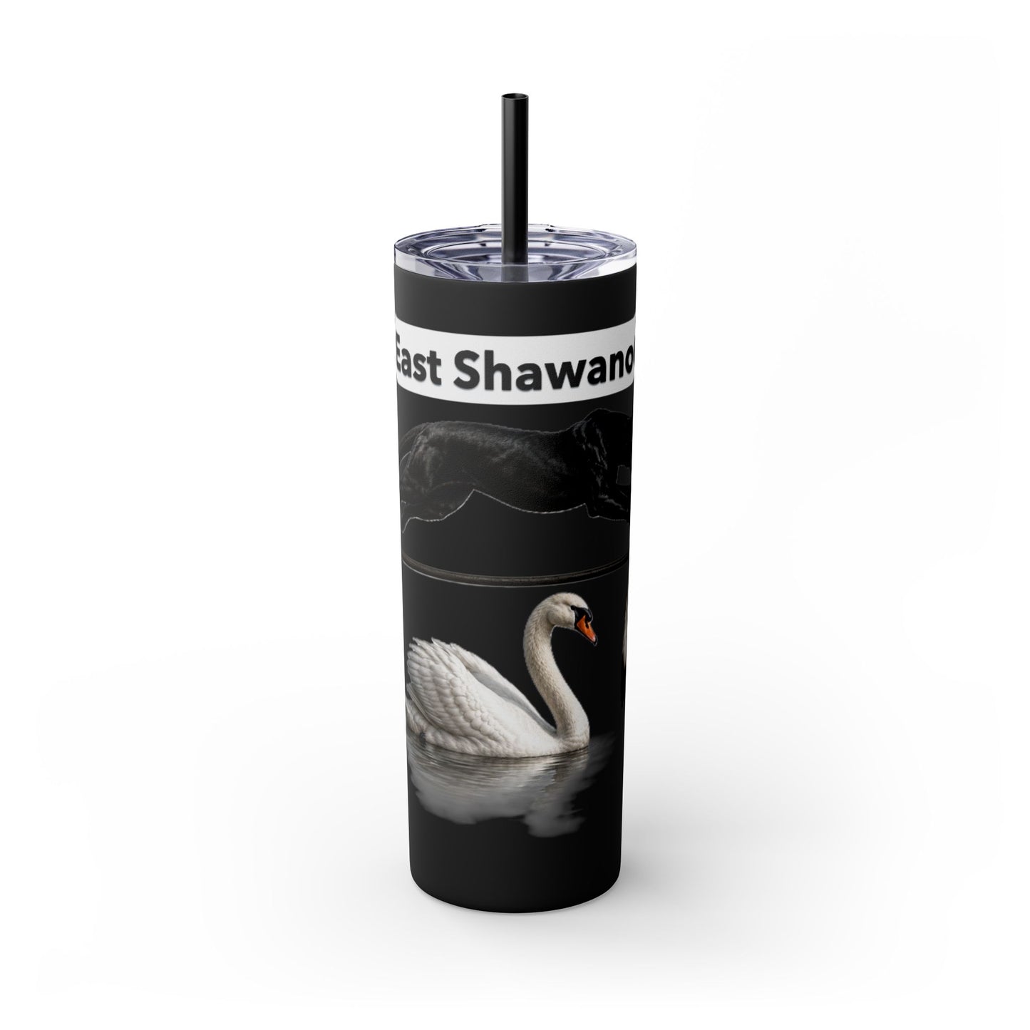 Shawnee East Skinny 20oz Tumbler with Straw — East Shawano River Swan & Otter Design